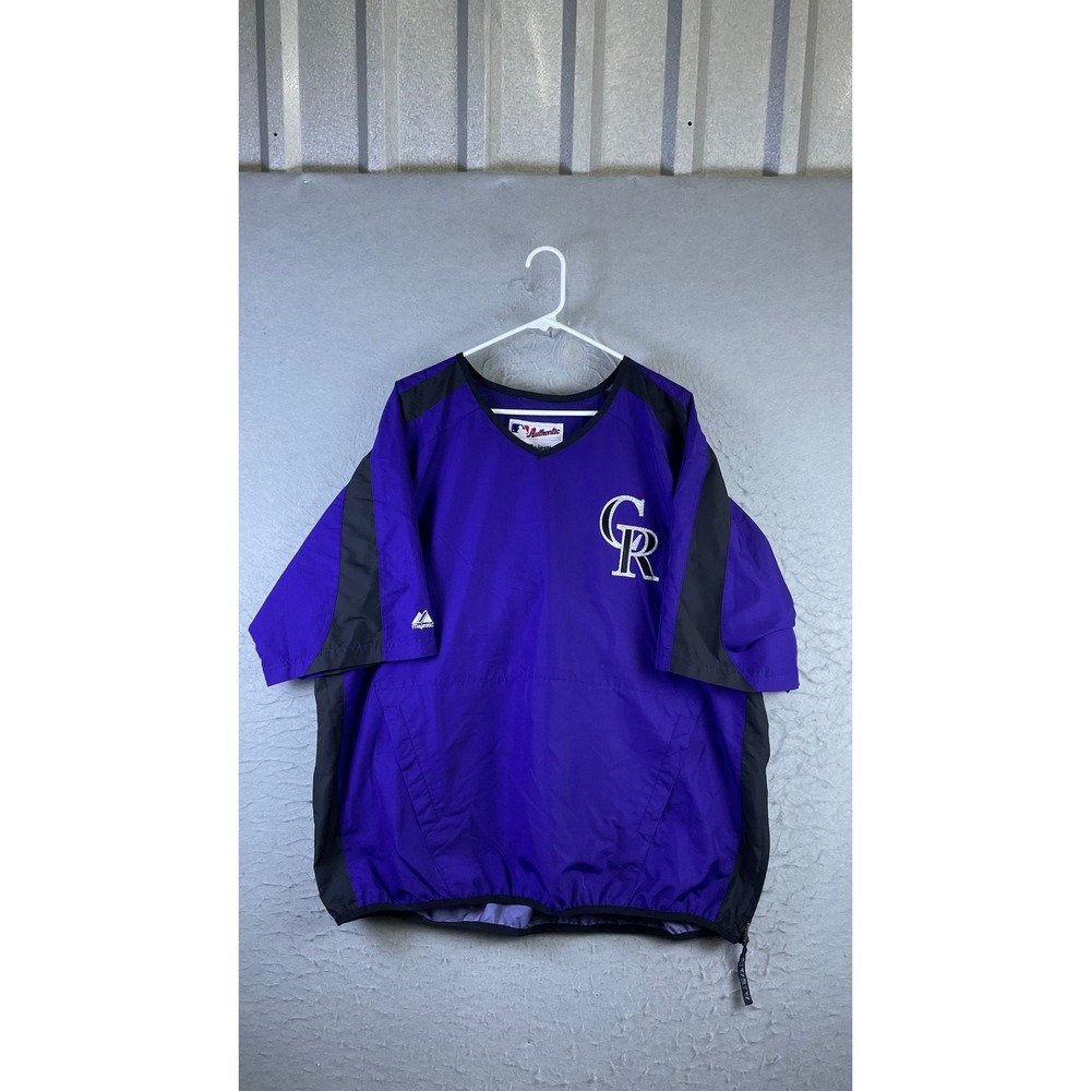 Majestic Batting Practice Jersey Mens L Purple Excellent Colorado Rockies MLB